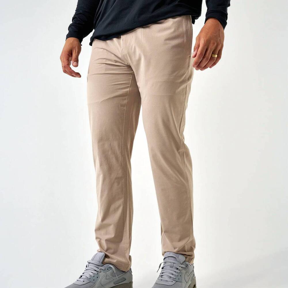 NEW BURLEBO lightweight performance pants in cobblestone khaki